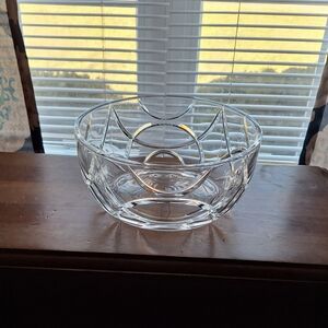 Ralph Lauren Crystal Bowl 10" Hand Blown Clear Royalton Pattern Cut Arcs Serving